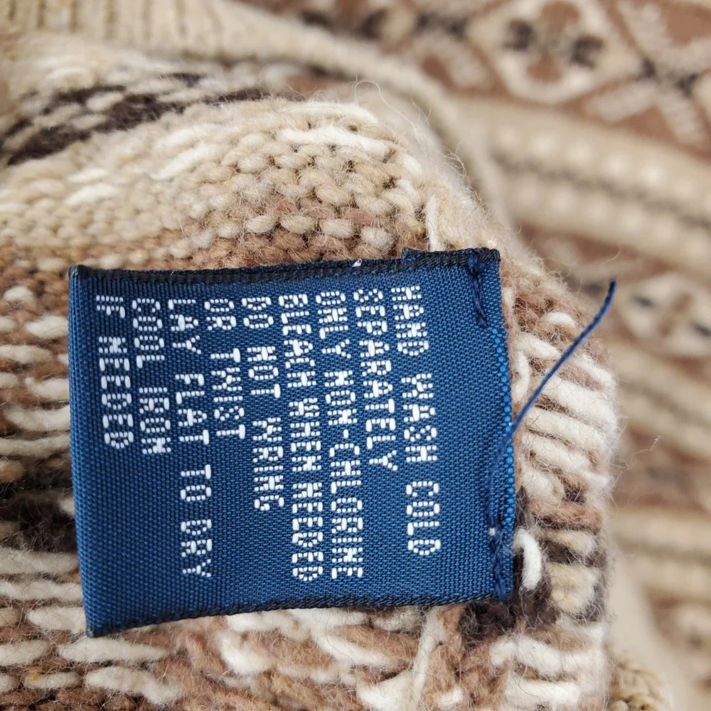 Polo Ralph Lauren Mens XLT Tall Fair Isle Knit Sweater‎ Vest Tan Brown Cashmere